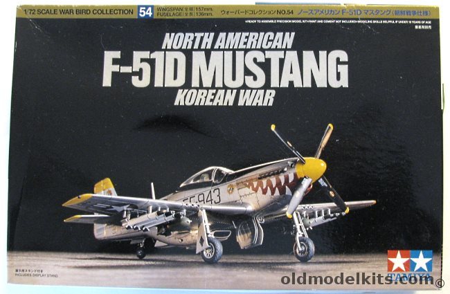 Tamiya 1/72 F-51D Mustang Korean War - With Blue Rider Costa Rica Decals, 60754 plastic model kit